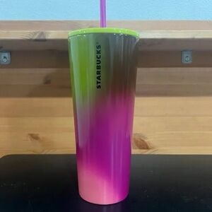 Starbucks Purple/Pink/Lime Green Ombre Stainless Steel Venti Cold Cup Tumbler